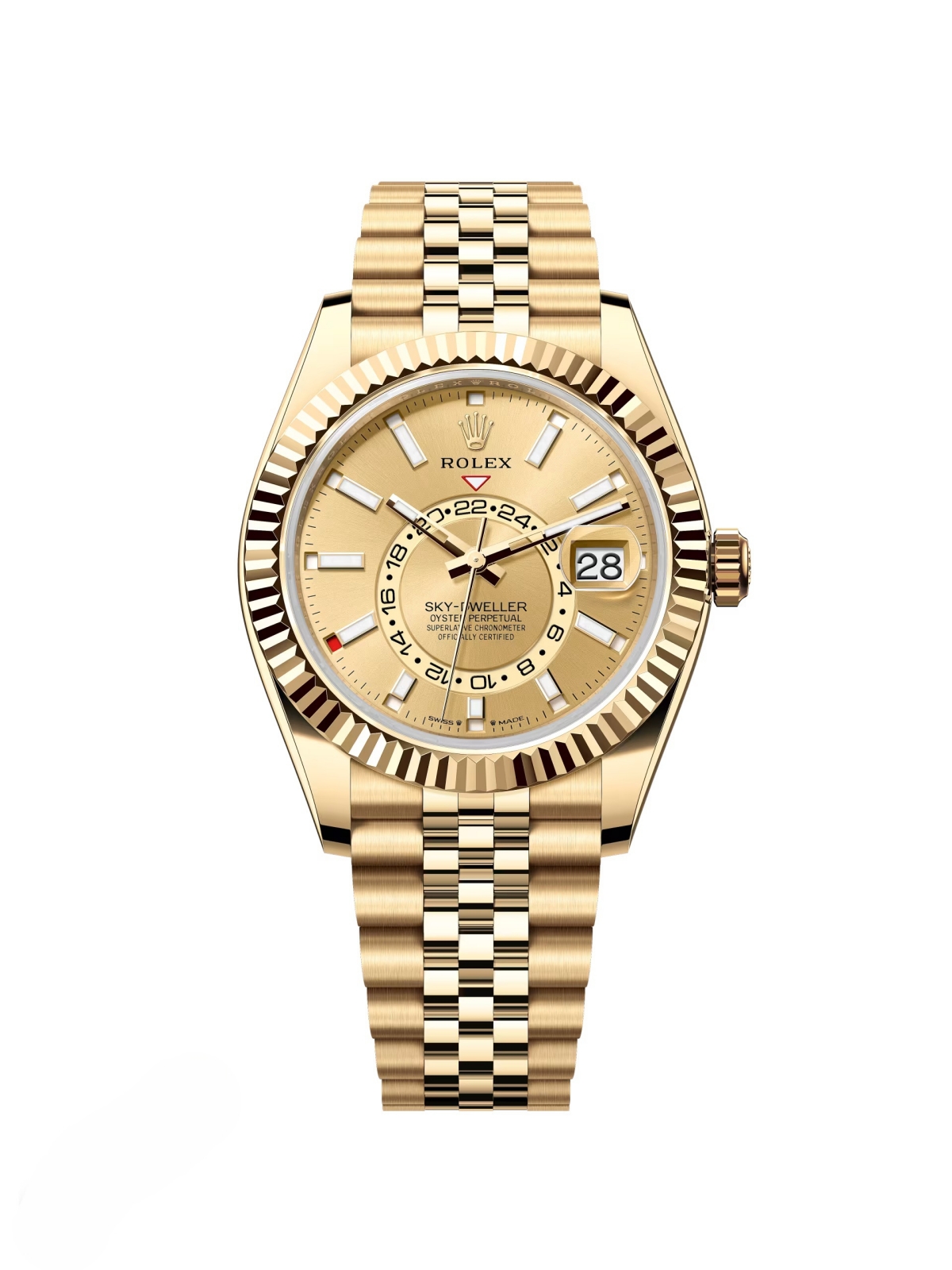[2026 Mirror Grade]RLX  Sky-Dweller 42mm Yellow Gold Champagne Dial Jubilee - 336938
