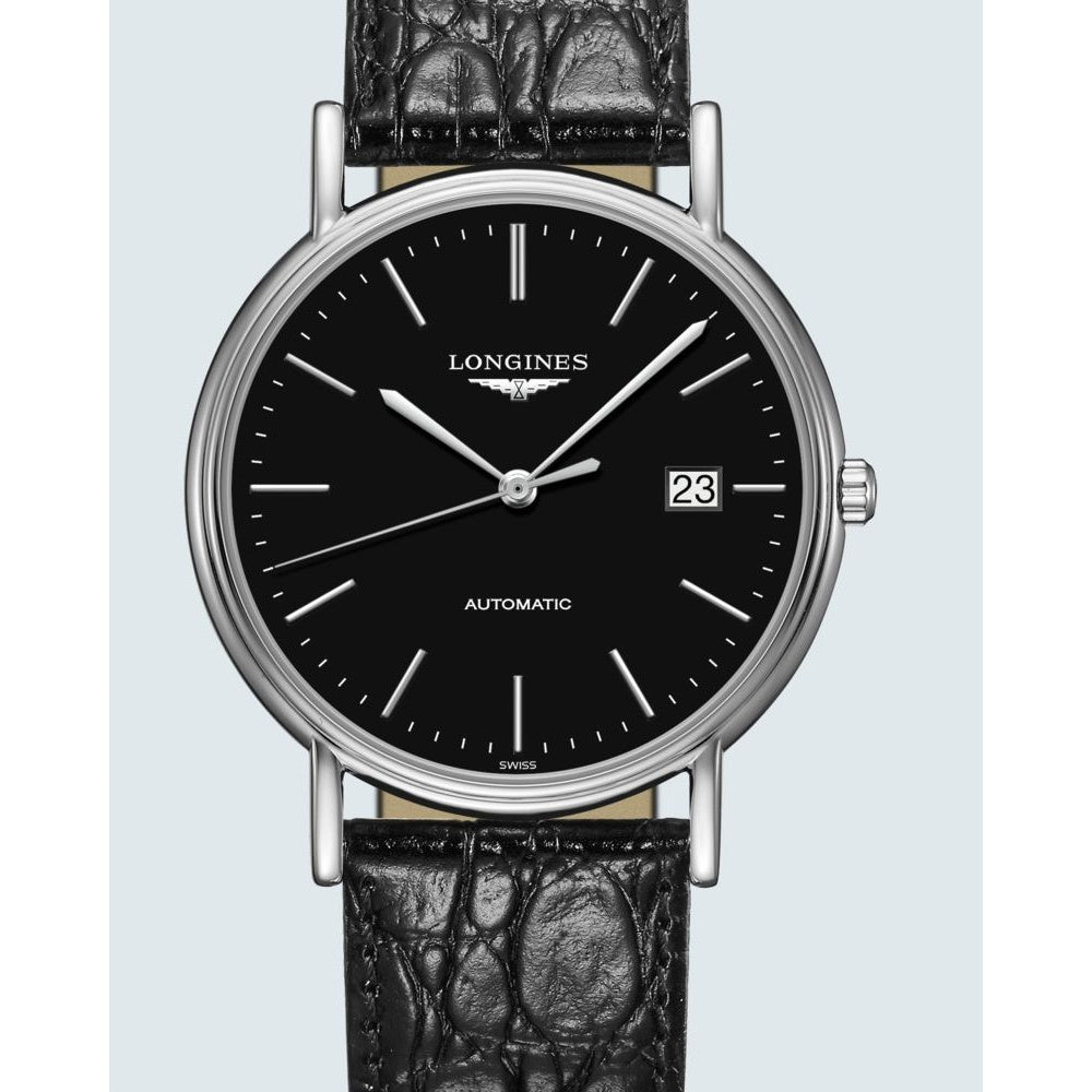 [2026 Mirror Grade]Longines Men's L4.921.4.52.2  Presence Black Leather Watch