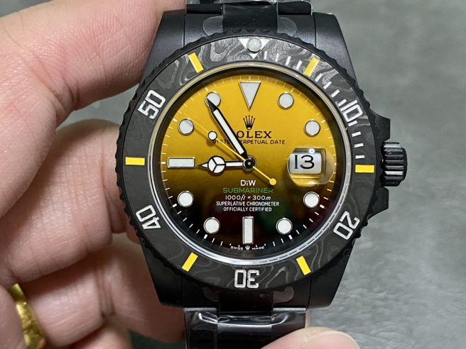 [2026 Mirror Grade]Rolex Submariner 116610 PVD-DLC Stainless Steel Carbon Fiber Bezel Yellow & Black Dial