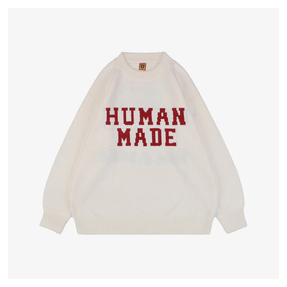 Human Made Tiger Graphic Jacquard Knit Sweater (Grey/White)