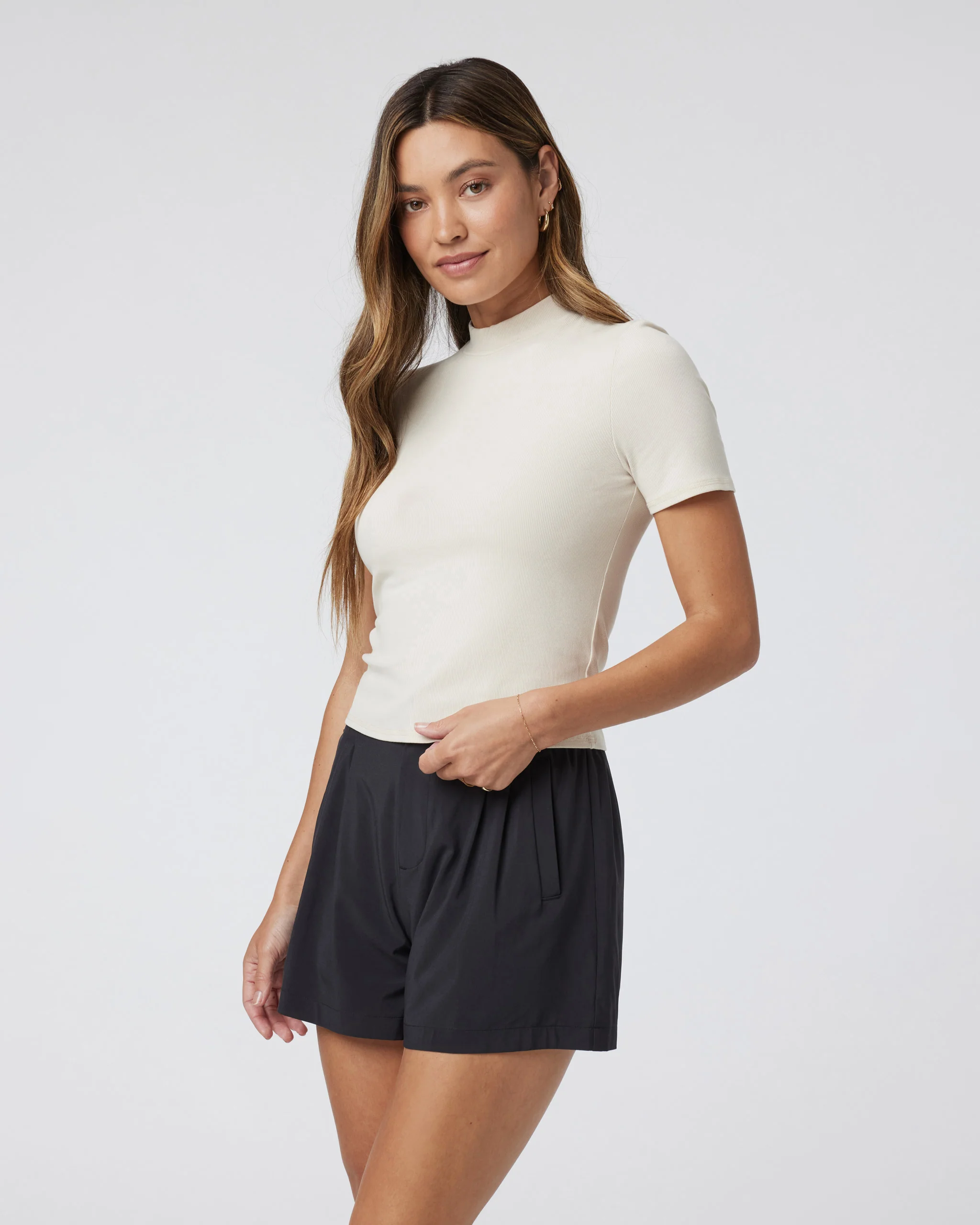 Short Sleeve Pose Mock Neck