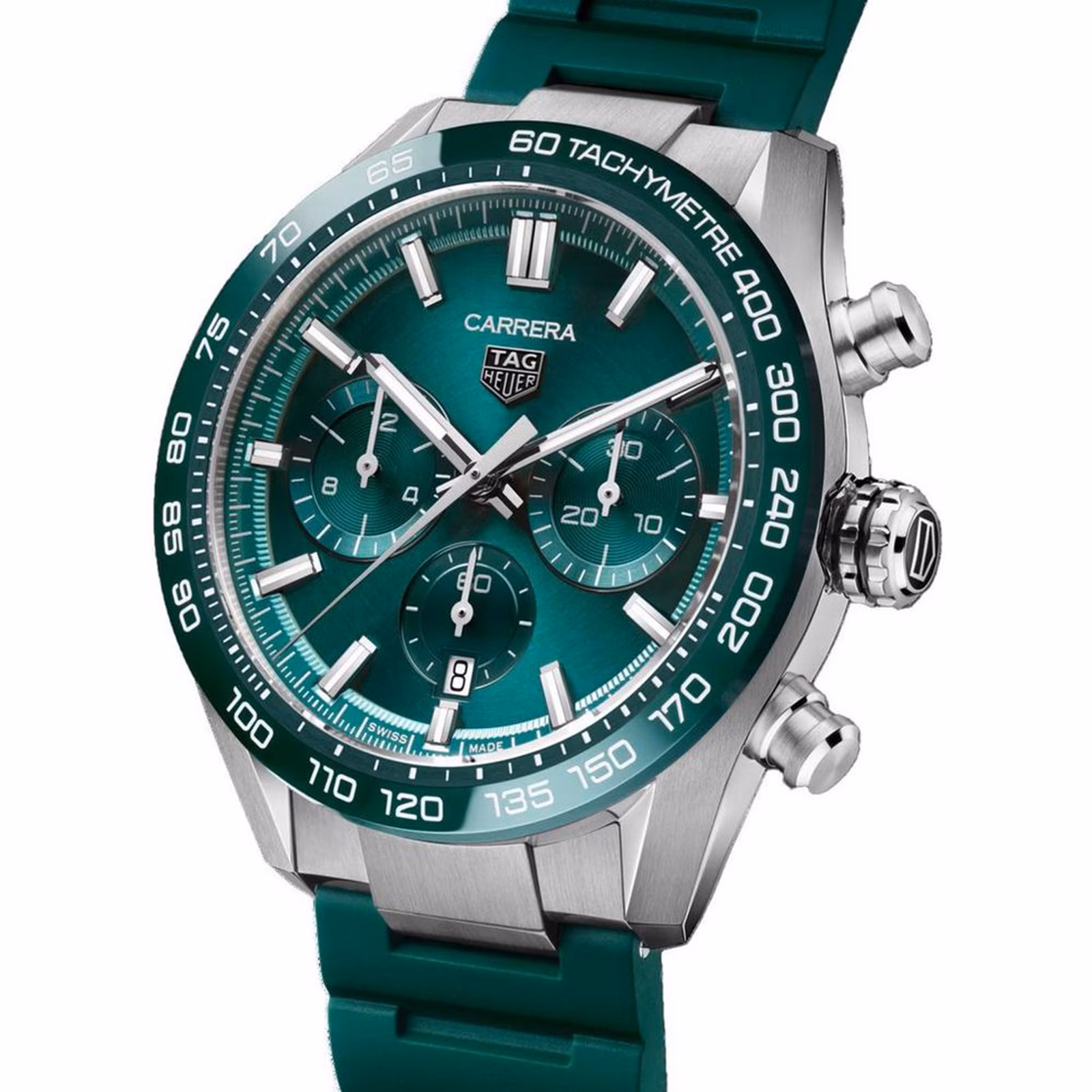 [2026 Mirror Grade]TAG Heuer Carrera Chronograph 44mm Mens Watch Green Rubber CBN2A1N.FT6238
