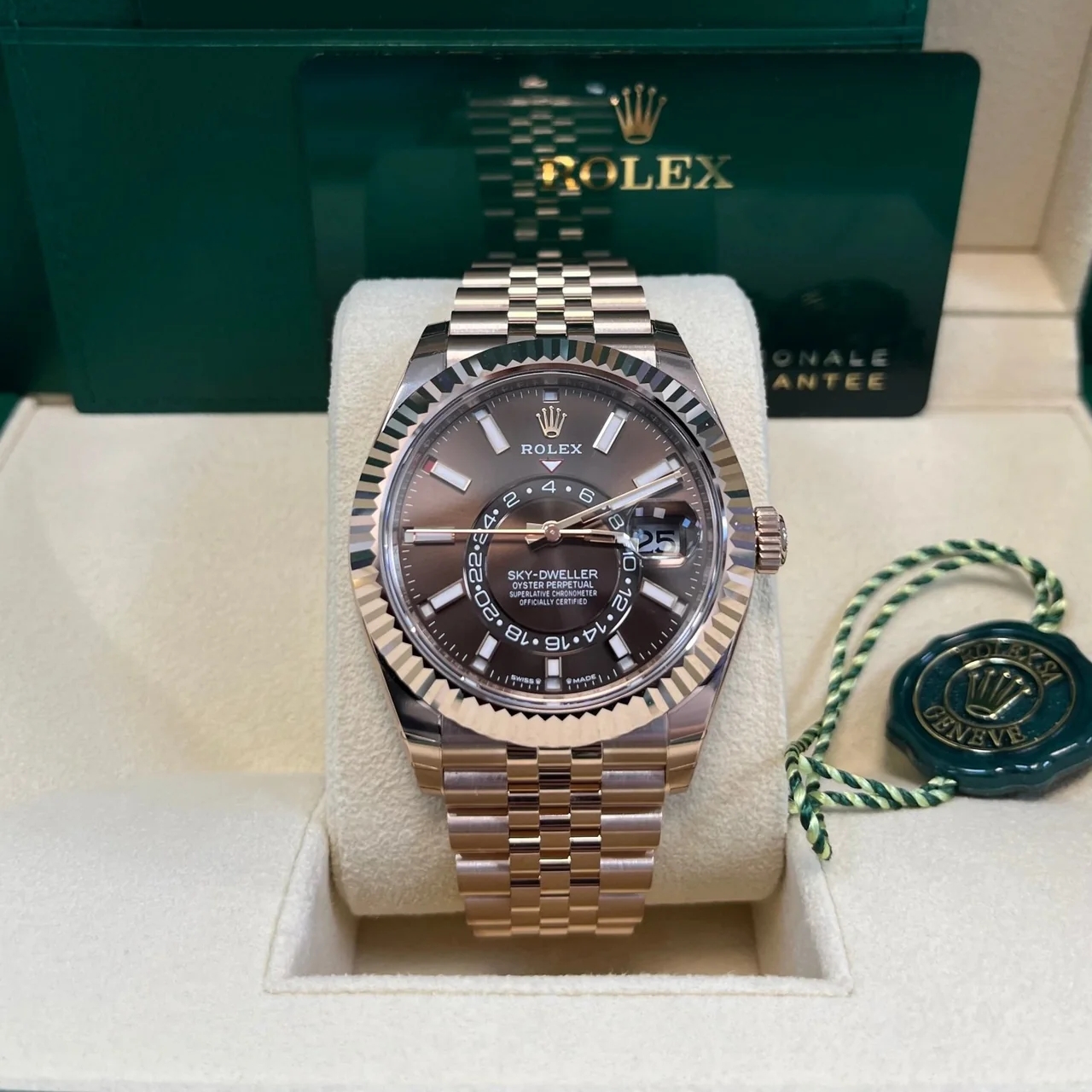[2026 Mirror Grade]RLX  Sky-Dweller 42mm Rose Gold Chocolate Dial Jubilee - 336935