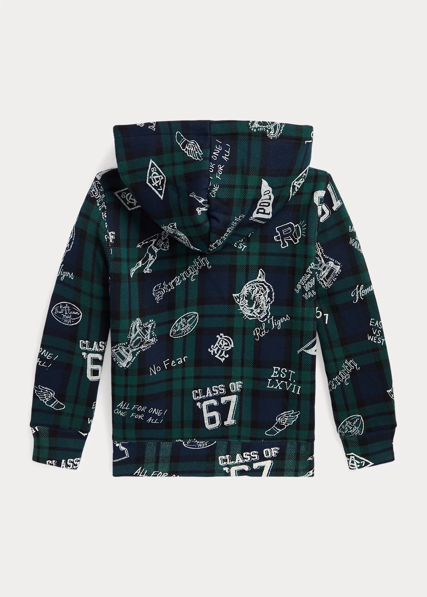 Plaid Fleece Graphic Hoodie