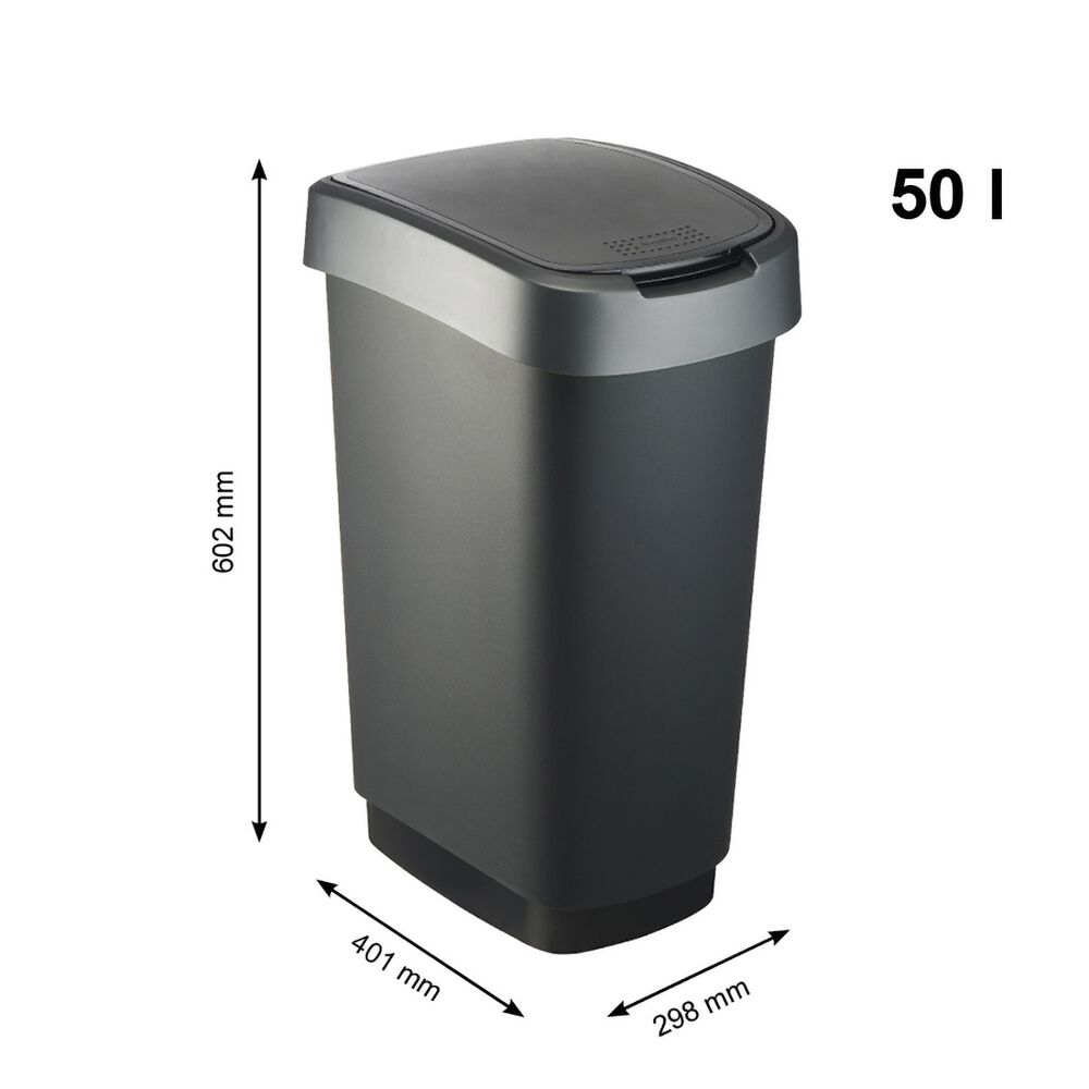 ROTHO Kosz na śmieci Rotho Twist, swing, 50 L, srebrny