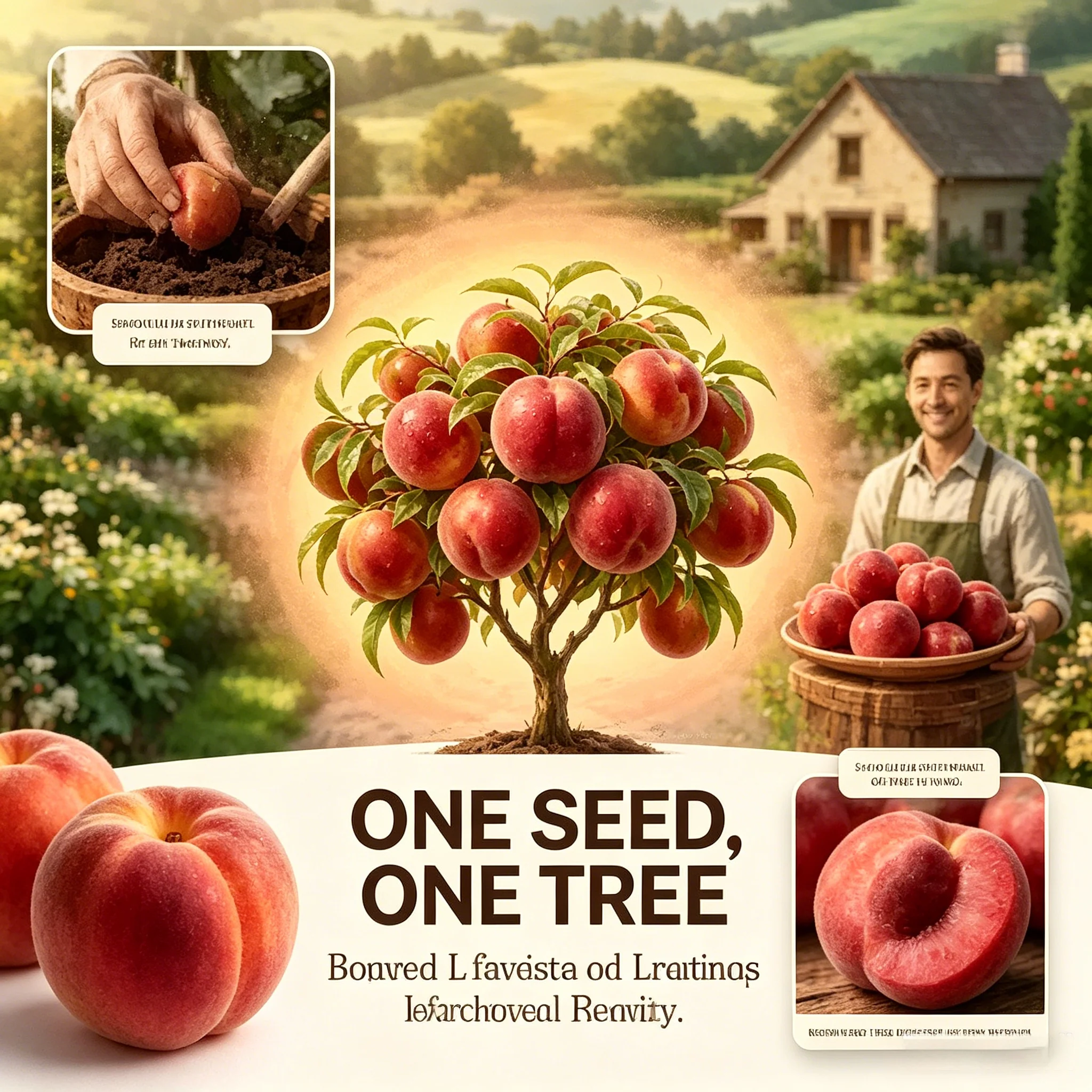 🍑 Mini Heirloom Peach Tree – Giant Honey-Sweet Red Fruit 🔥