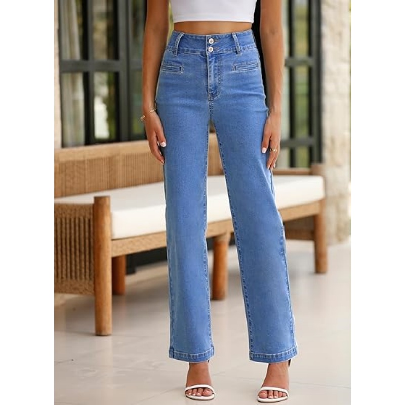 CHICDENLY Women's Jeans High Waisted Straight Leg