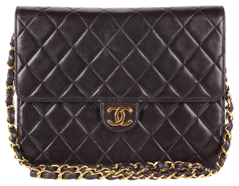 Matelasse Chain Shoulder Bag Lambskin Leather Medium Black