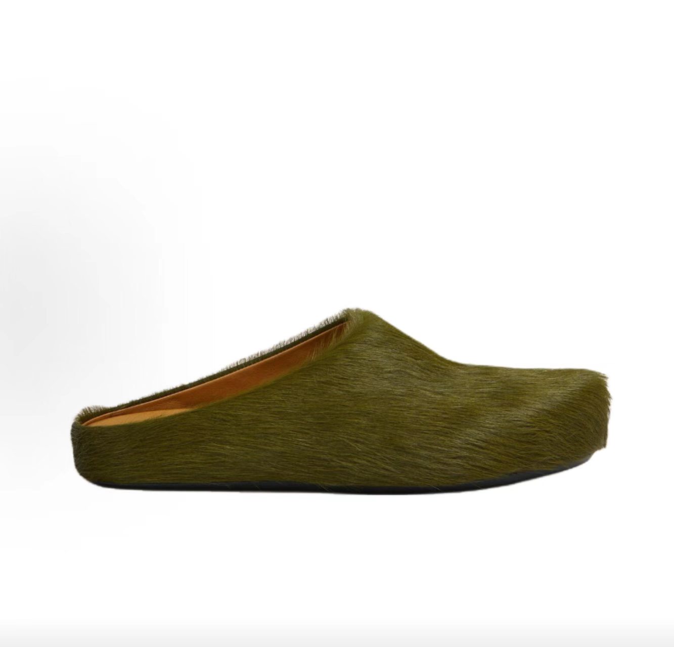 Marni Fussbett Olive Green Haircalf Mule