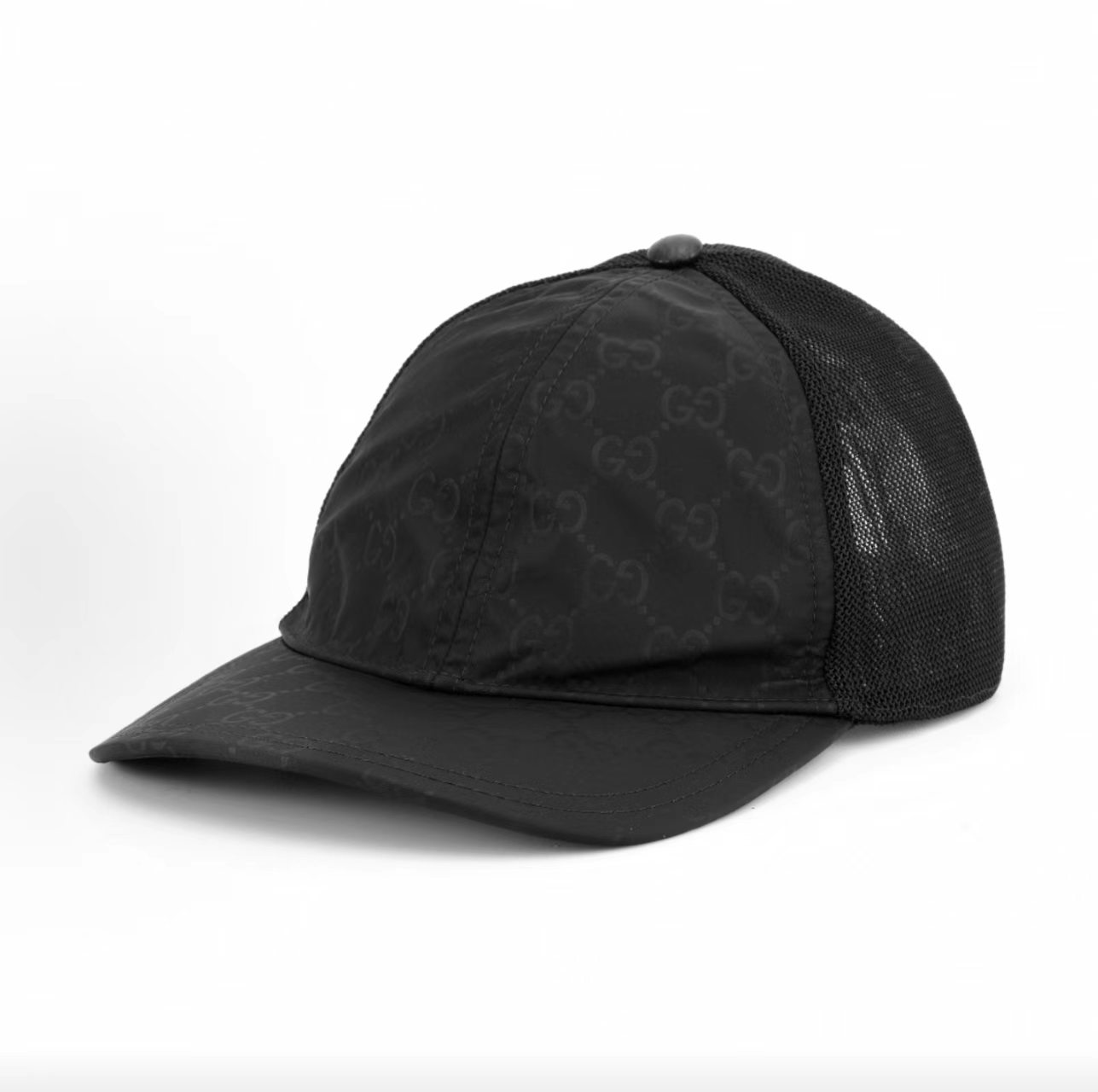 Gucci All Over GG Print Black Mesh Trucker Cap