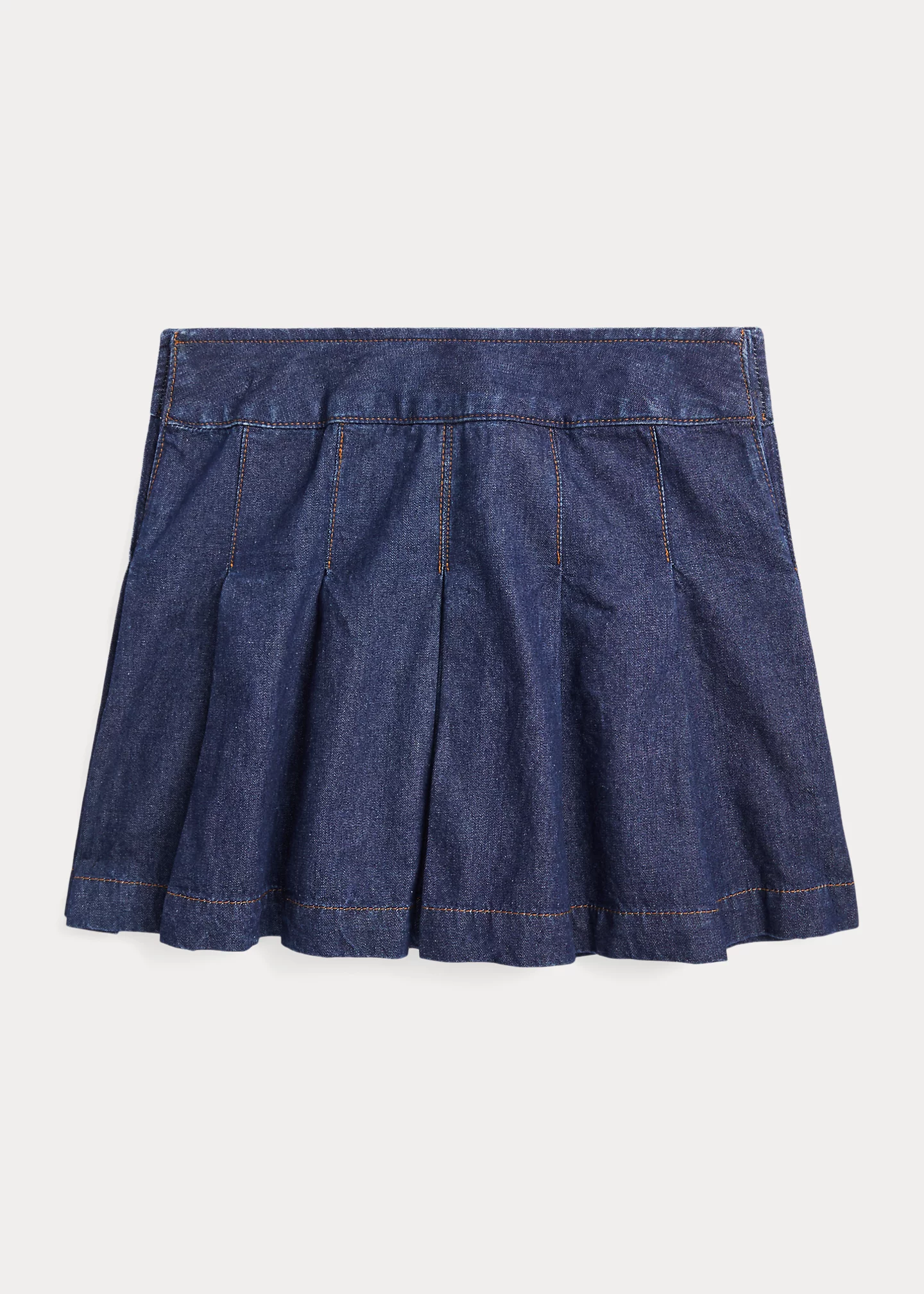 Pleated Cotton Denim Skirt