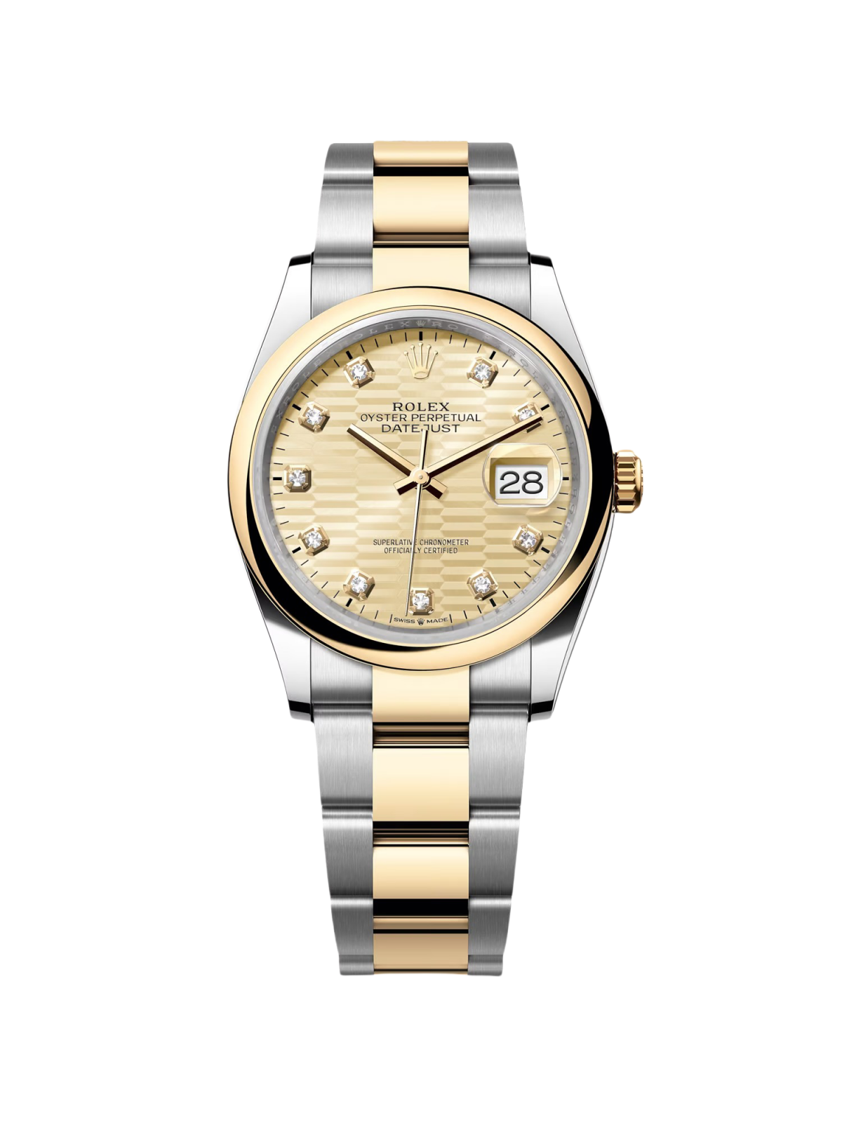 [2026 Mirror Grade]RLX  Datejust 36mm 126203 Golden Fluted Dial Domed Bezel Oyster Bracelet