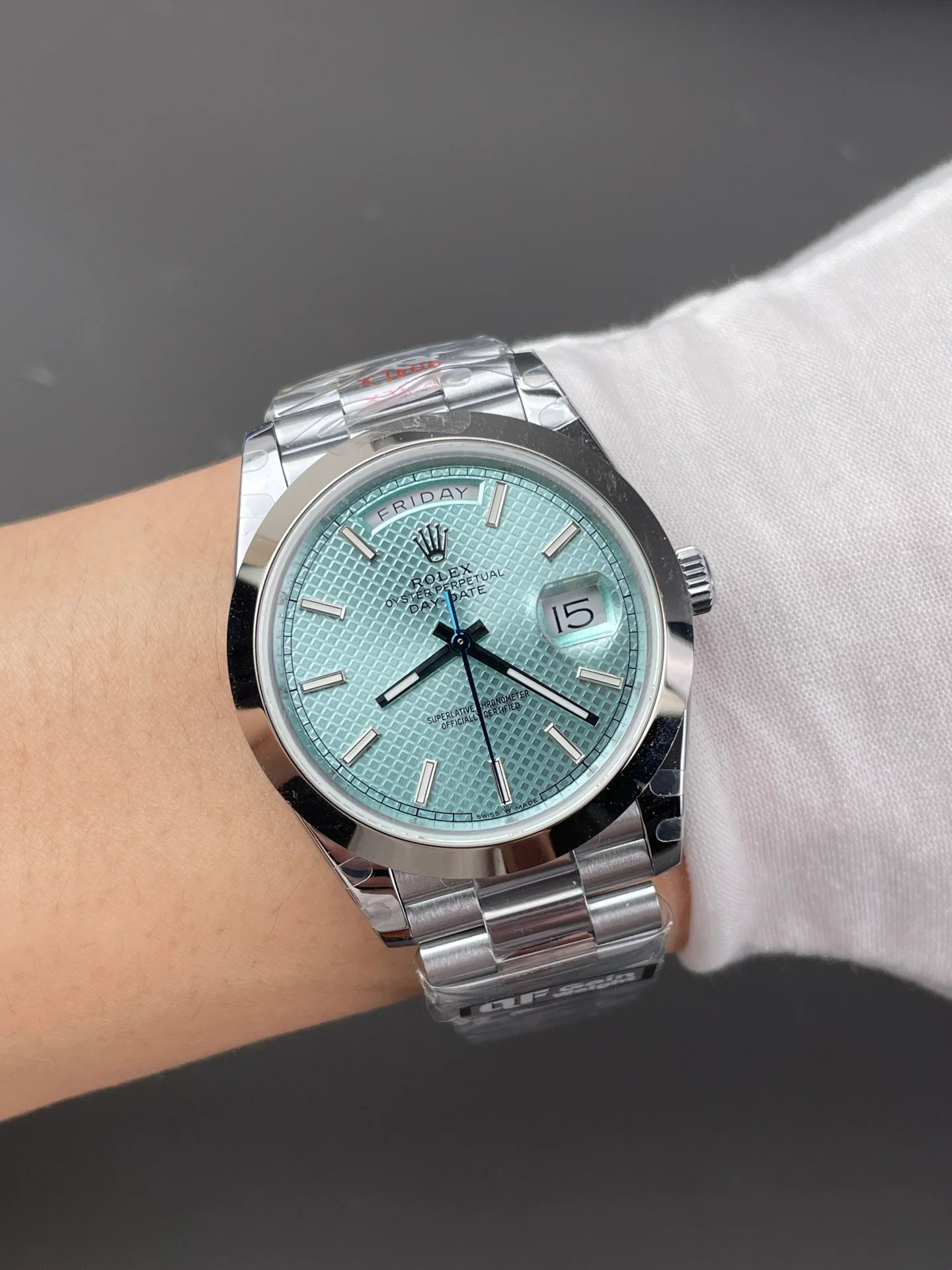Grid Ice Blue Dial Day-Date