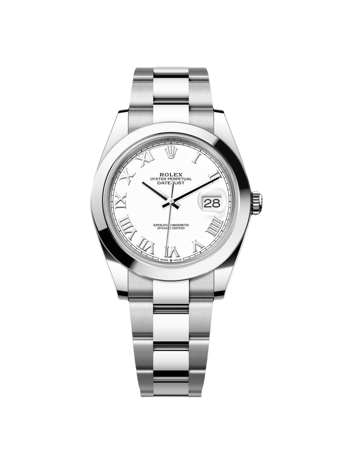 [2026 Mirror Grade]RLX Datejust 41mm Smooth Bezel White Roman Dial Jubilee - 126300