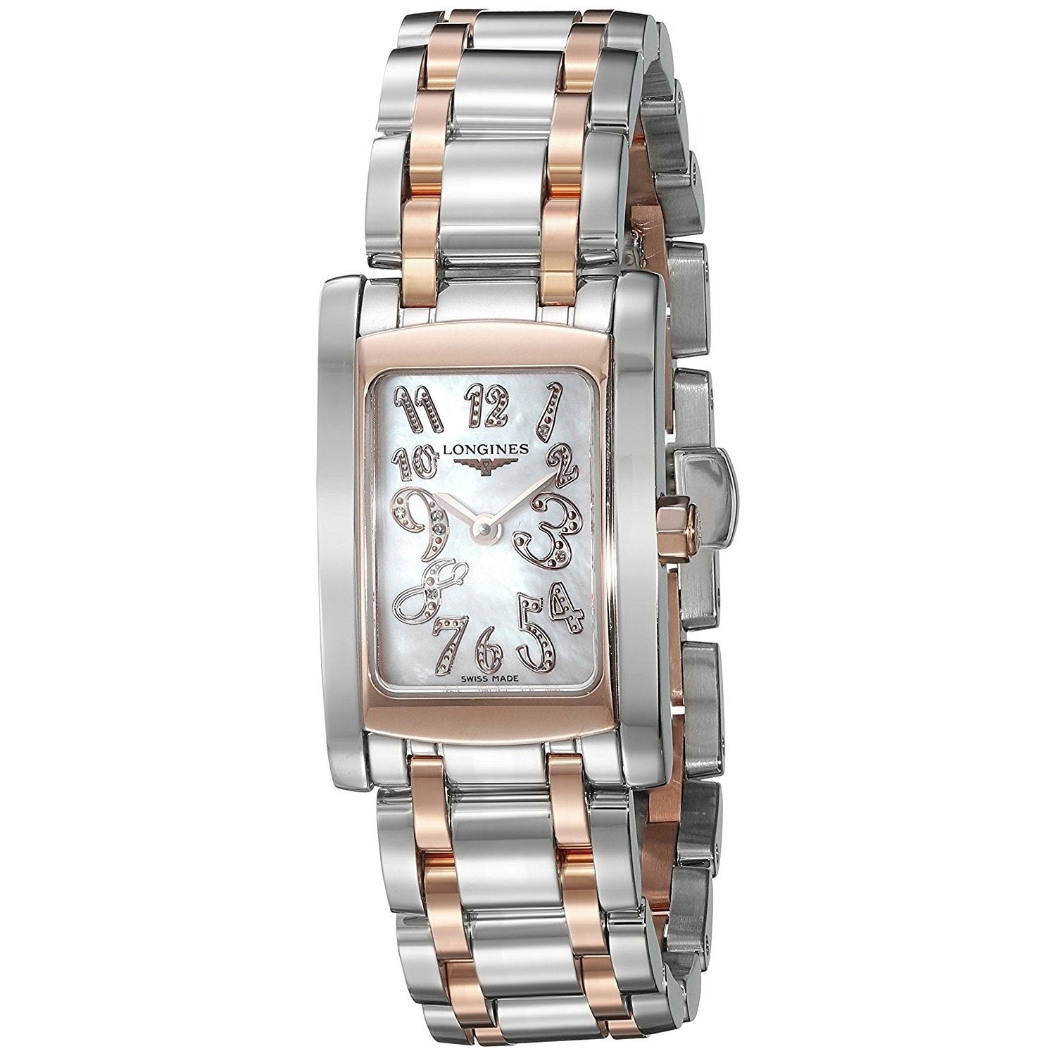 [2026 Mirror Grade]Longines Women's L51555977 Dolce Vita 18kt Pink Gold Diamond Two-Tone Stainless Steel Watch
