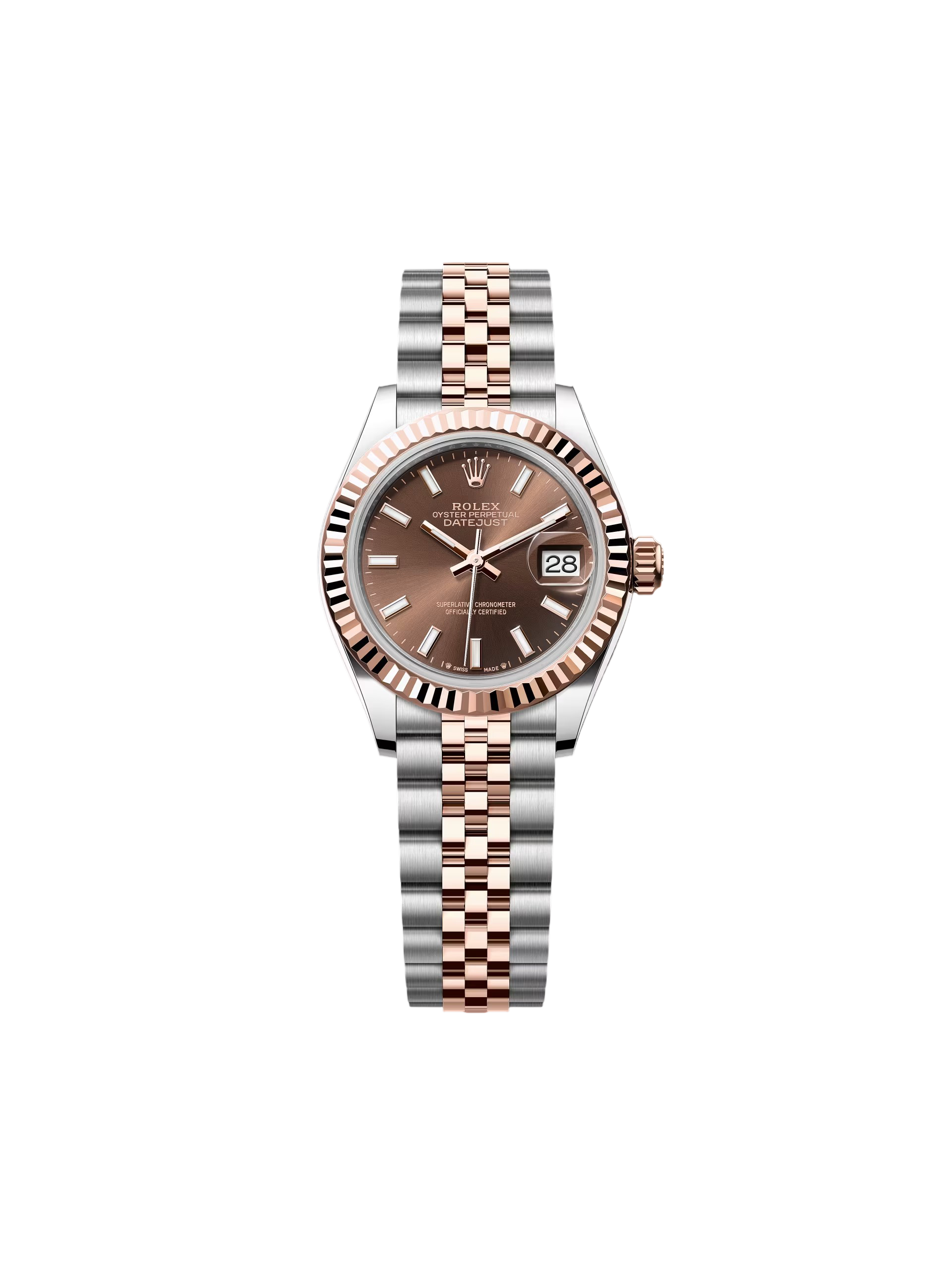 [2026 Mirror Grade]RLX Lady-Datejust 28mm 279171 Chocolate Index Oyster Stainless Steel and Rose Gold