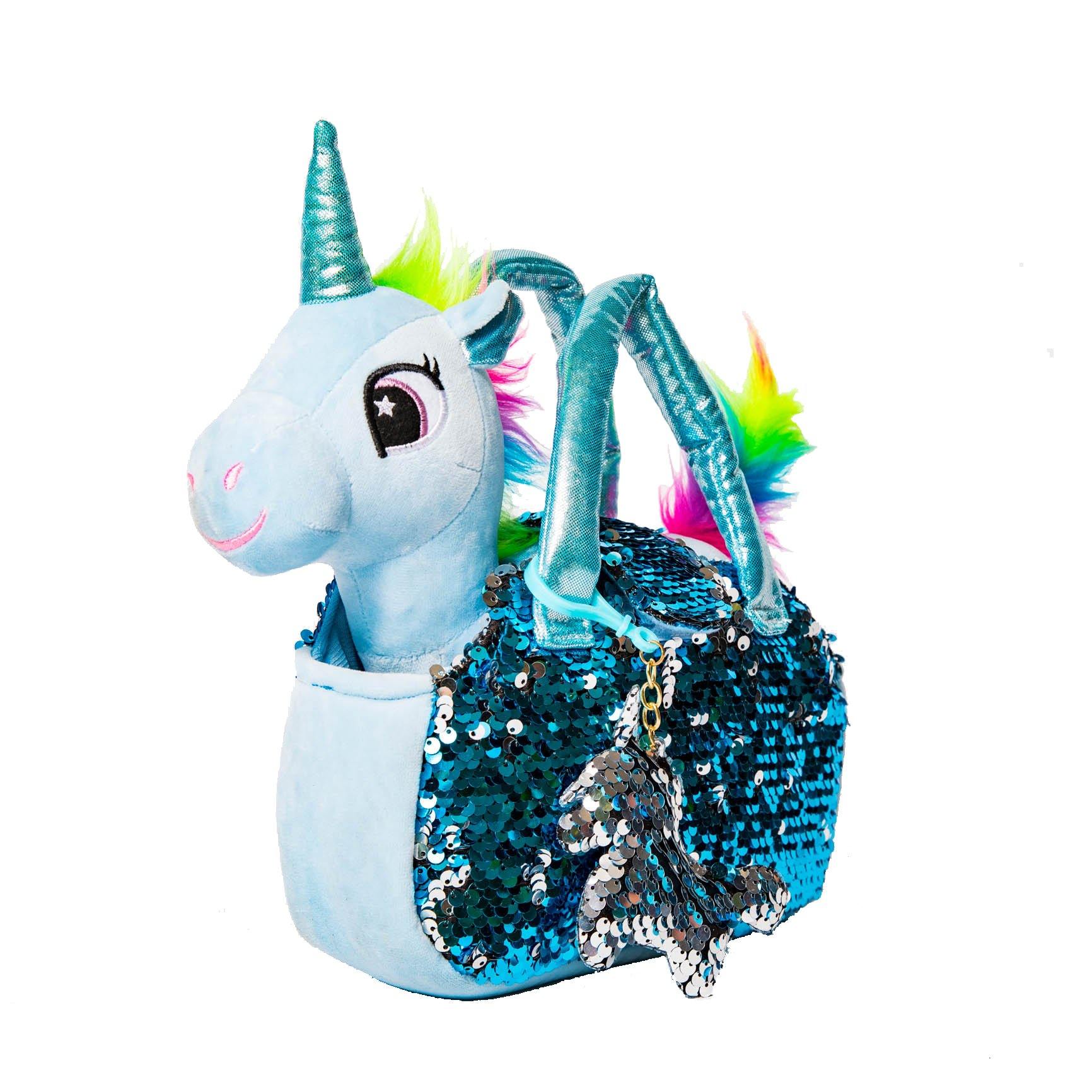 Pet Plush Set with Bag - Blue Unicorn