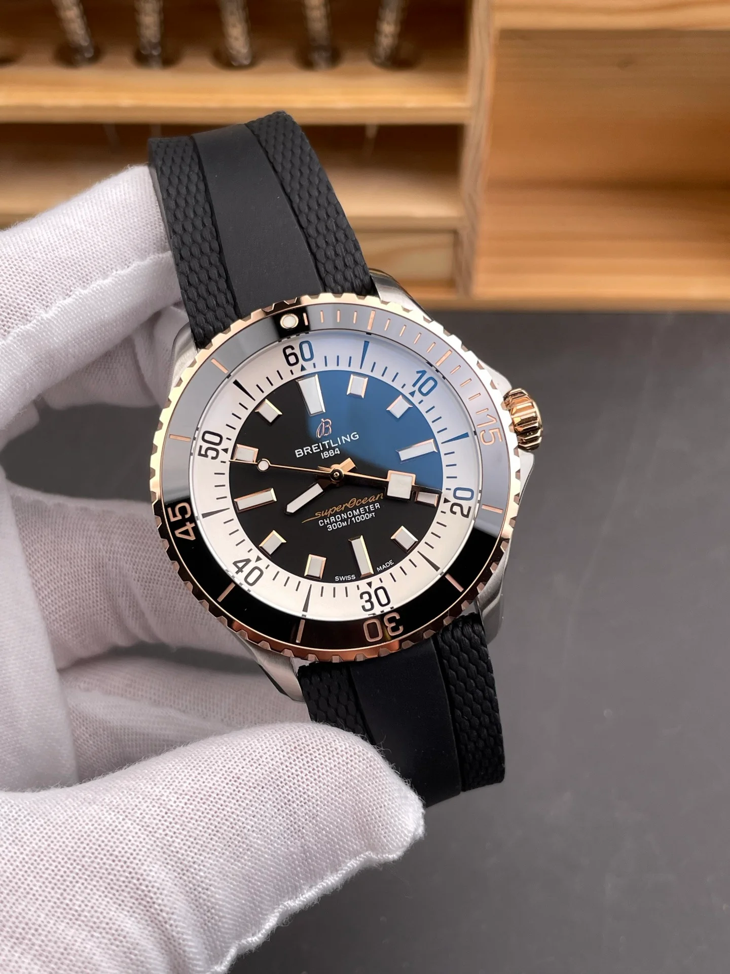 Superocean Two-tone Rose Gold Black Dial