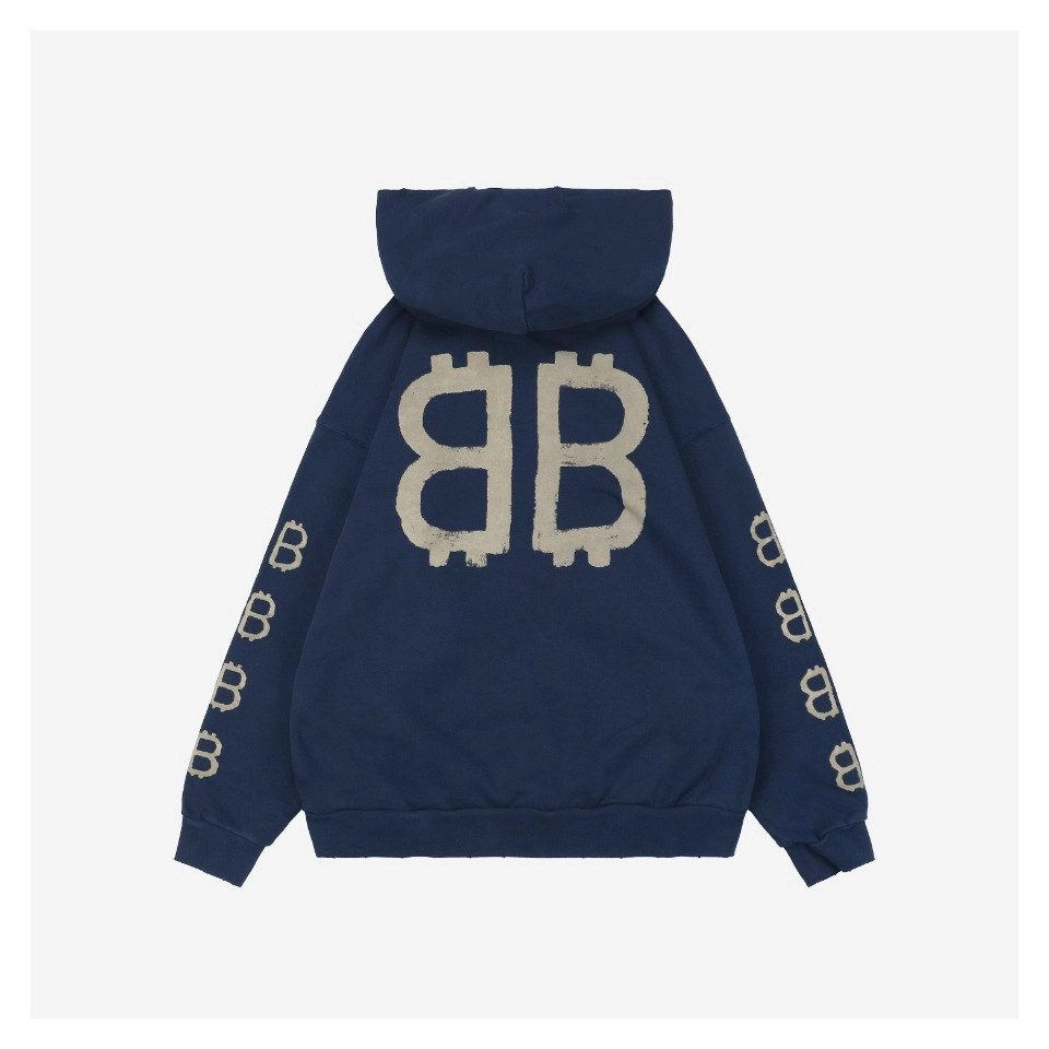 Blcg Double-B Mud-Dyed Distressed Print Hoodie