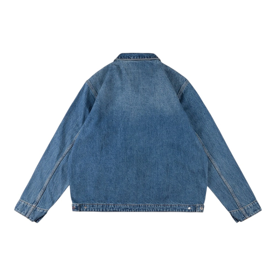 Sp5der Blue Washed Logo Embroidery Denim Jacket