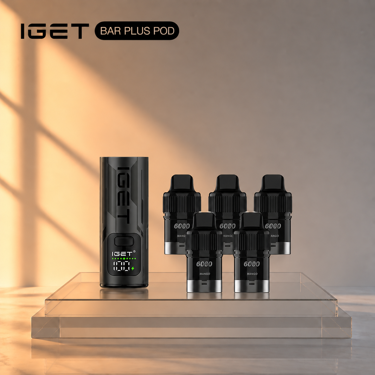 5 IGET BAR PLUS POD 6000+ Puffs+IGET BAR PLUS S3 Device