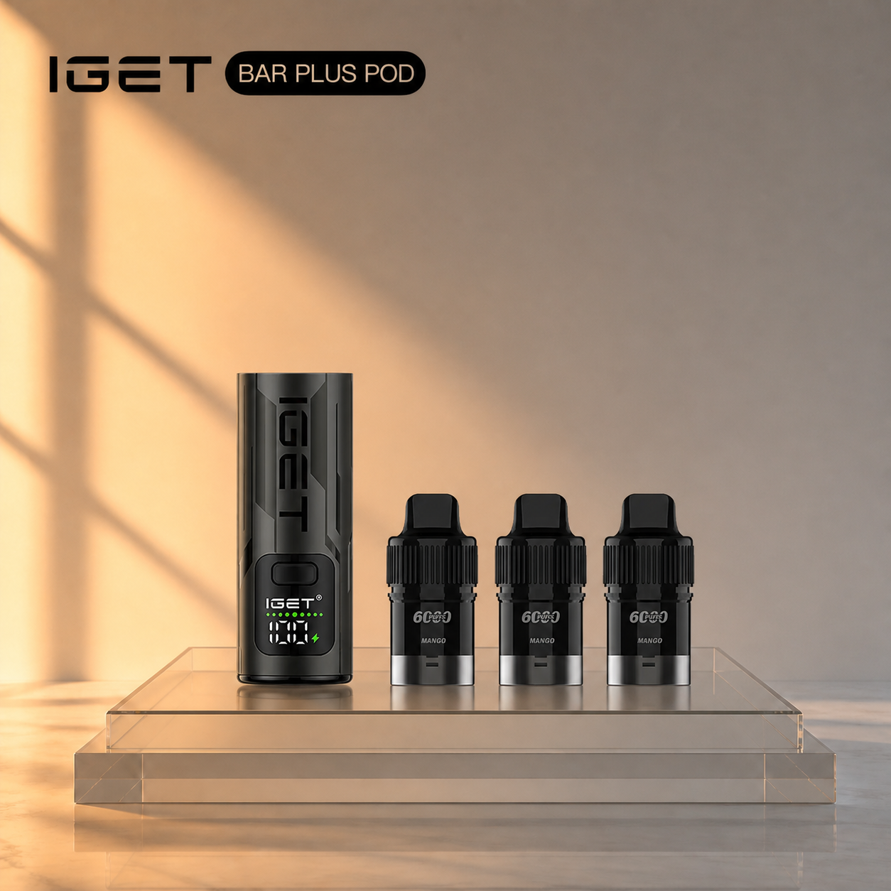 3IGET BAR PLUS POD 6000+ Puffs+IGET BAR PLUS S3 Device