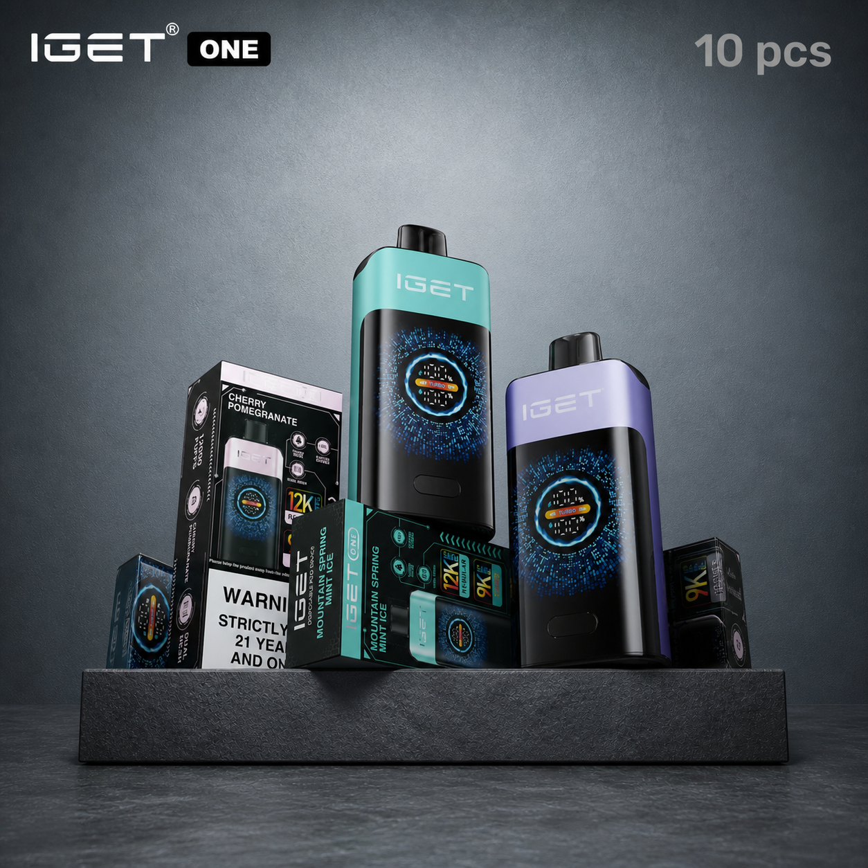 10PCS-IGET ONE 12000 Puffs Disposable Vape | Smart Screen | 2700mAh Battery | Turbo Mode