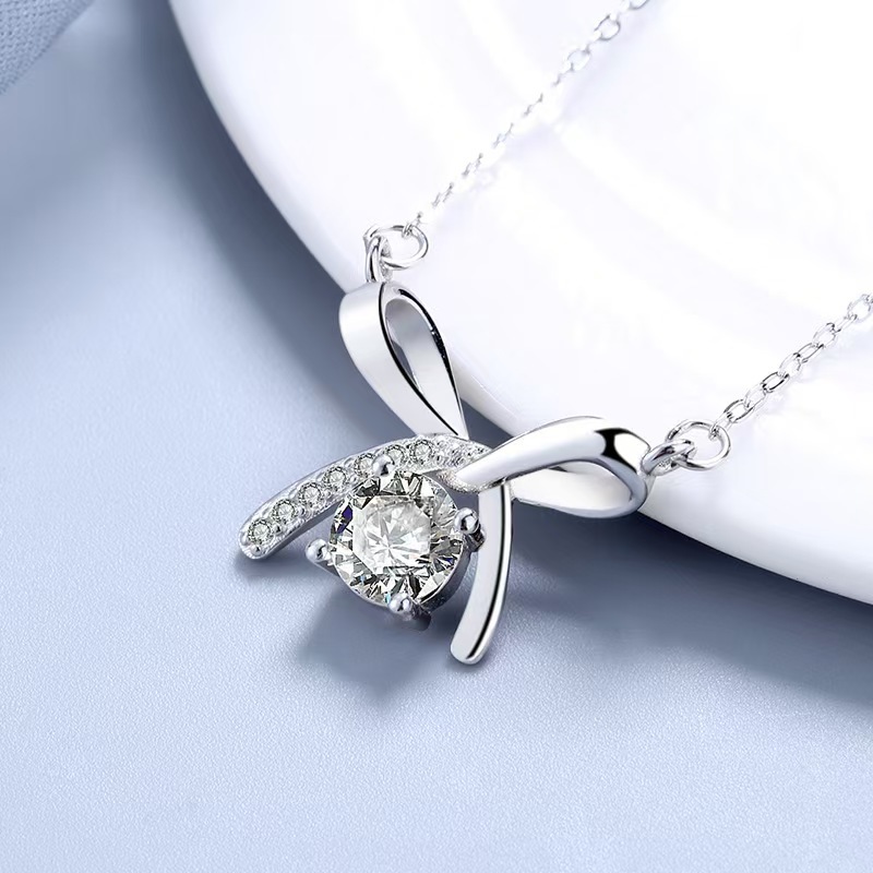 ✨Last Day Special Sale 50% OFF🔥S925 sterling silver moissanite bow necklace🔥
