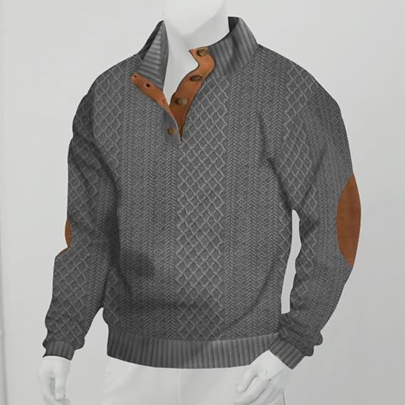 Men's Casual Long Sleeve 1/4 Button Pullover Sweater