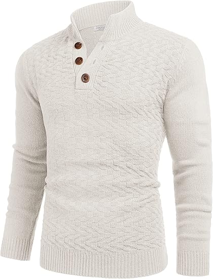 Men's Stand Collar Button Sweater