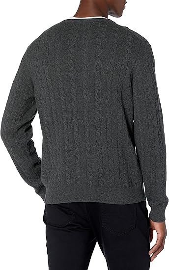 Men's Crewneck Cable Cotton Sweater