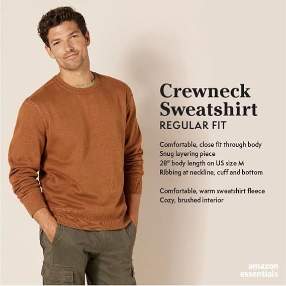 Men's Fleece Crew Sweatshirt (Available in Large and Extra Long Sizes)