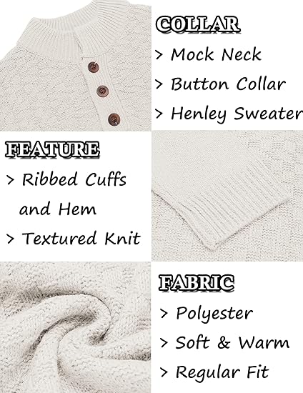Men's Stand Collar Button Sweater