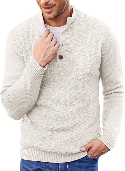 Men's Stand Collar Button Sweater