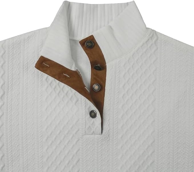 Men's Casual Long Sleeve 1/4 Button Pullover Sweater