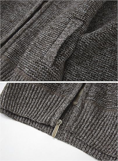 Men's knitted regular fit full zip cardigan with soft brushed flannel lining