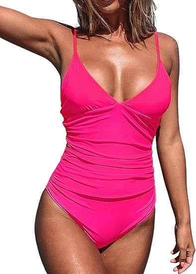 Women's One Piece Swimsuit Tummy Control V Neck Bathing Suits