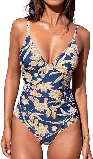 Women's One Piece Swimsuit Tummy Control V Neck Bathing Suits