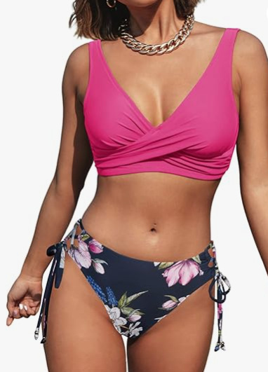 Women's Bikini Swimsuit Front Cross Lace Up Two Piece Bathing Suit