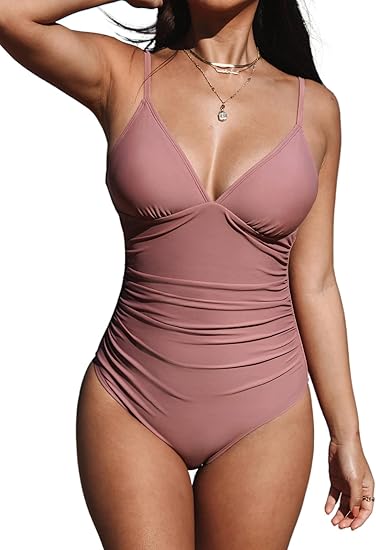 Women's One Piece Swimsuit Tummy Control V Neck Bathing Suits
