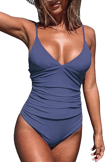 Women's One Piece Swimsuit Tummy Control V Neck Bathing Suits