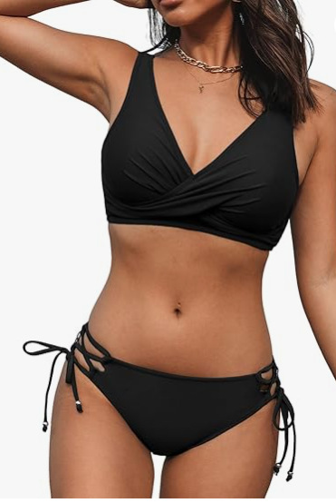 Women's Bikini Swimsuit Front Cross Lace Up Two Piece Bathing Suit