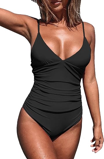 Women's One Piece Swimsuit Tummy Control V Neck Bathing Suits