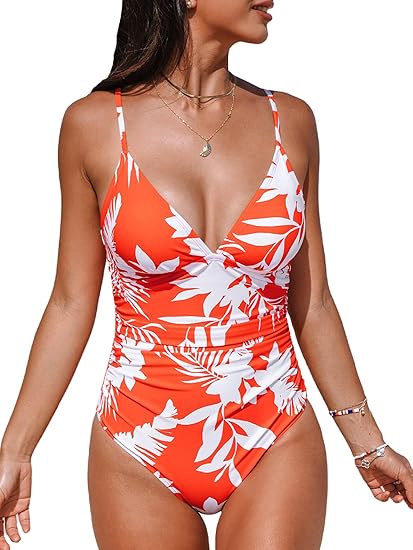 Women's One Piece Swimsuit Tummy Control V Neck Bathing Suits