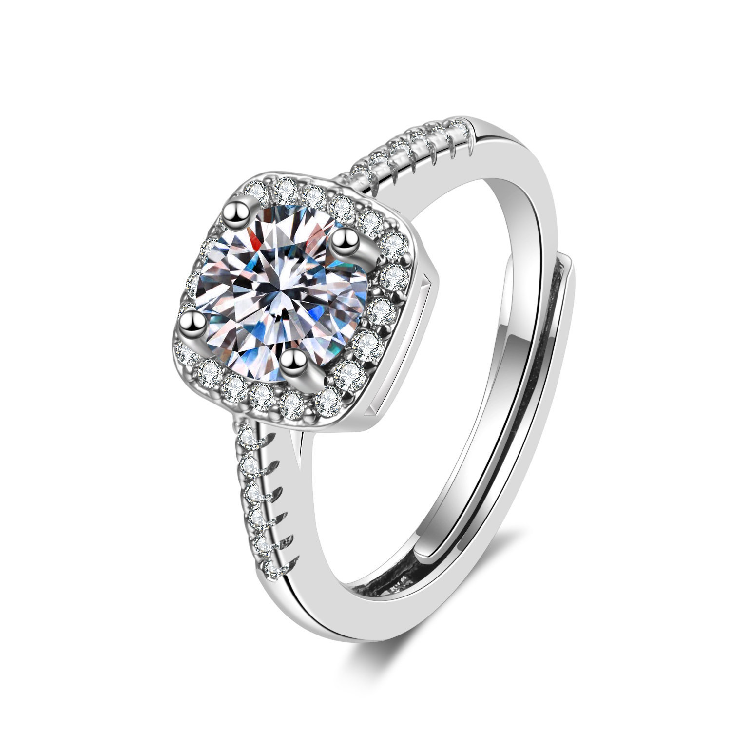 💍 S925 Silver Classic “Small Sugar Cube” Moissanite Ring – Pure Simplicity, Lasting Sparkle