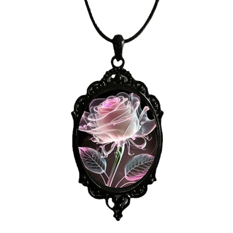 🔥Last day sale🌸 Pink Rose Pendant Necklace
