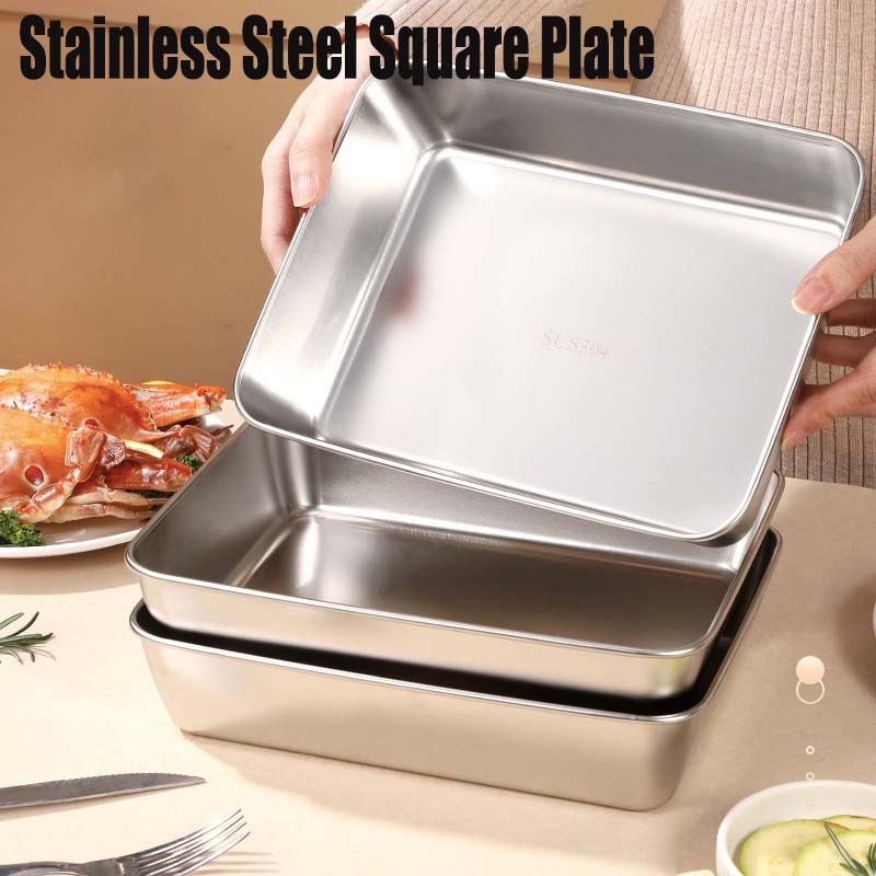 🔥LAST DAY 49% OFF-Stainless Steel Square Plate（With Lid）