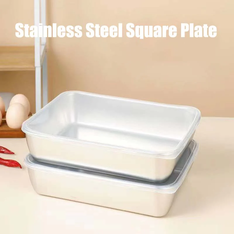 🔥LAST DAY 49% OFF-Stainless Steel Square Plate（With Lid）