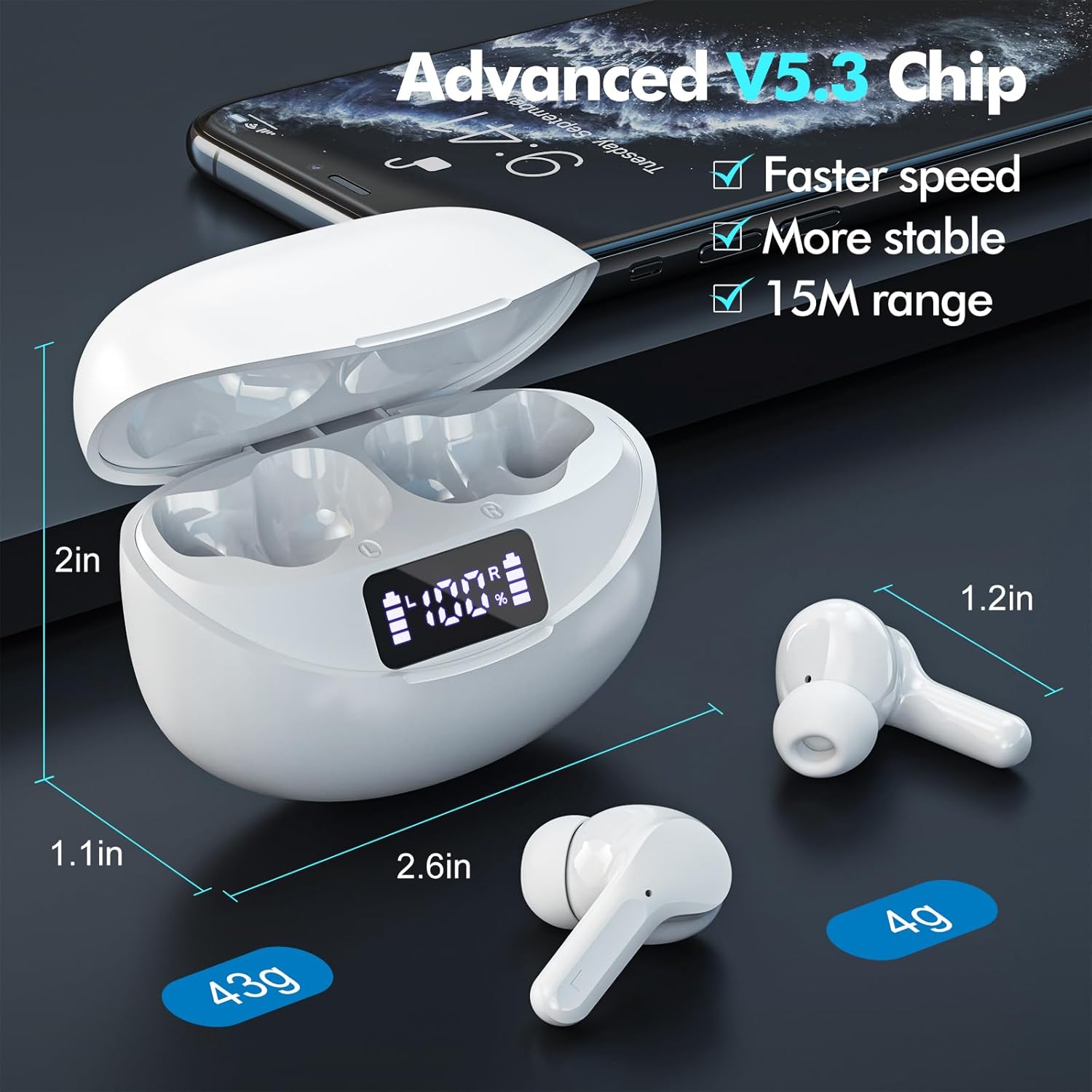 Wireless earbuds bluetooth stereo headset