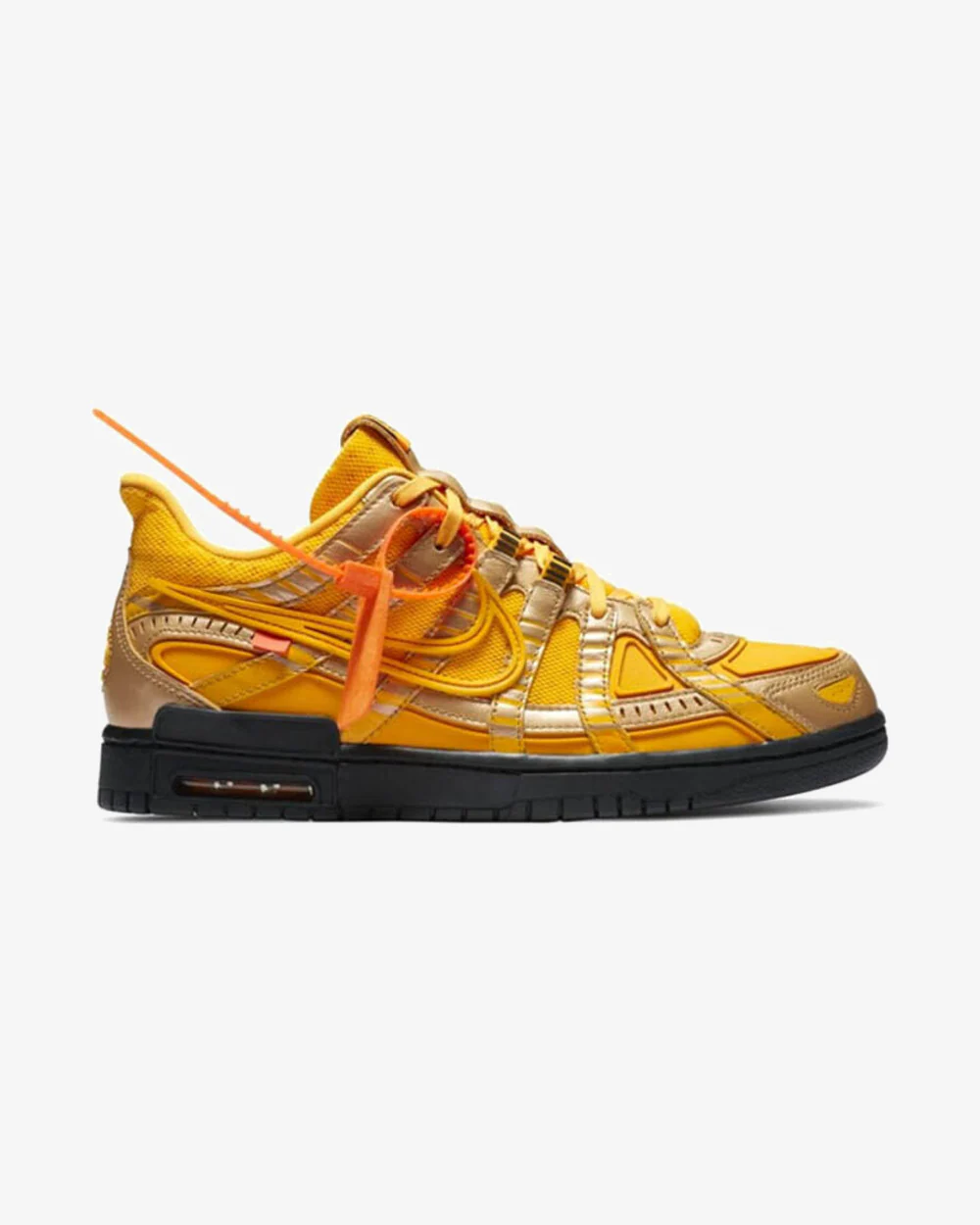 NIKE X OFF WHITE AIR RUBBER DUNK UNIVERSITY GOLD